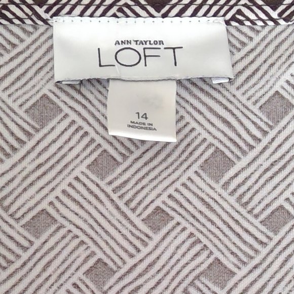 Plus Size Ann Taylor Loft Faux Wrap Black and White Weave Pattern Dress Size 14 - Picture 15 of 15